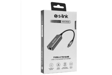 S-link SW-U336 Gri Metal Type-C to RJ45 10-100-1000Mbps Gigabit Adaptör