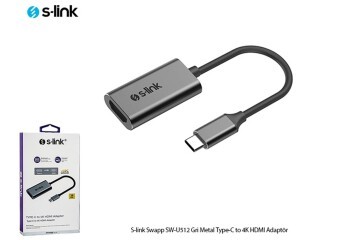 S-link Swapp SW-U512 4K@30Hz Gri Metal Type-C to 4K HDMI Adaptör
