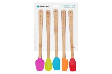 Silver Crest SPT-02 5 Li Renkli 26CM Uzun Silikon Bambu Spatula Seti