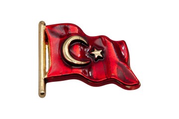 Türk Bayrağı Mineli Yaka Rozeti (İğneli)