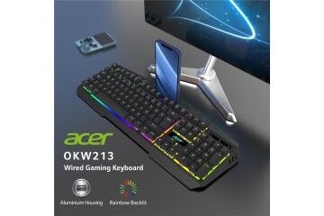 Acer OKW213 Siyah RGB Rainbow Backlit Gaming Keyboard Rainbow (Kablo Uzunluğu 1,5mt)