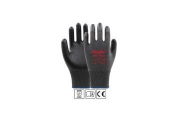 Beybi Pn7 Flex 10 Beden Nitril Kaplı Naylon Örme Eldiven 12li Paket Gri-Siyah EN388 (3121X)