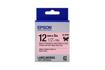 Epson LK-4PBK Pembe Üzeri Siyah Kurdele 12mm 9 Metre