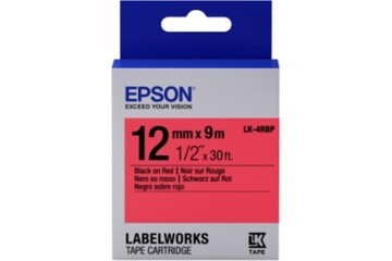 Epson LK-4RBP Pastel Kırmızı Üzeri Siyah 12MM 9Metre