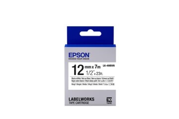 Epson LK-4WBVN  Vinil Beyaz Üzeri Siyah 12mm 7Metre Etiket