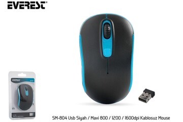 Everest SM-804 Usb Siyah-Mavi 800-1200-1600dpi Kablosuz Mouse