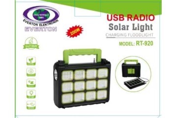 Everton Rt-920 Şarjlı 200w Solar Panelli Projektör (Radyolu)
