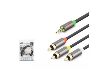 HADRON HDX1064 3.5MM TO 3RCA KABLO 2LINE GOLD 1.5M SİYAH