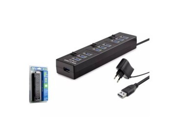 Hadron Hdx7005 Usb Hub 10-Usb 1M Siyah ( Güç Adaptörlü)