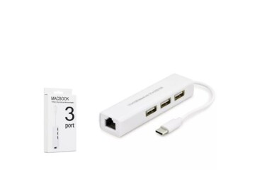 Hadron Hdx7007 Type-C Hub Combo 3-Usb + Lan Beyaz