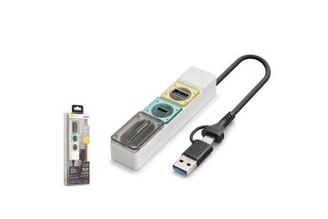 Hadron HDX7058 Hub 5Gbps 1x Type-C 3.2+1xUsb-A 3.2+SD+microSD 4 Port 2in1 Kablolu Kart Okuyu Beyaz