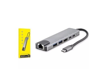 HADRON HDX7791 TYPE-C HDTV COMBO HDMI 4K 30HZ + 2-TYPE-C + 2-USB3.0 + LAN 6IN1 GRİ