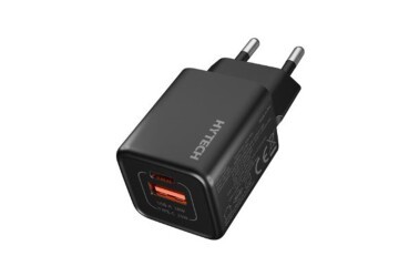 Hytech HY-XEG35 Type USB-C 35W PD + 18W USB QC 3.0 GAN PD-PPS Siyah Hızlı Ev Şarj Adaptörü