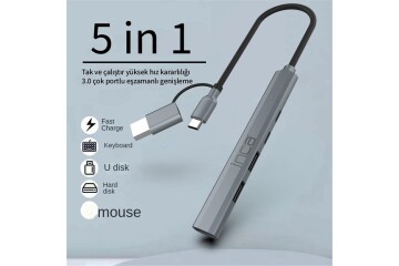 Inca IUTP-06TX 5in1 USB 3.0 + 2xUSB 2.0+Type-C+PD 100W USB+Type-C Çoklayıcı 3.0 ile 5 Gbps