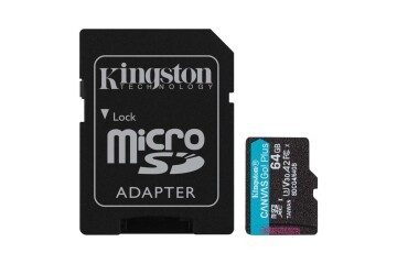 Kingston SDCG4-64GB 64GB microSDXC Canvas Go Plus Gen4 200MB-s A2 U3 V30 Card + ADP Hafıza Kartı