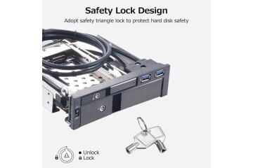 Oem 5,25 Dahili Çift Yuvalı Sabit Disk Kutusu 2,5+3,5 inç SATA HDD-SSD Muhafaza Aletsiz Tasarım