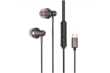 S-link SL-TPK03 TypeC Telefon Uyumlu Metal Siyah Kulak İçi Mikrofonlu Kulaklık