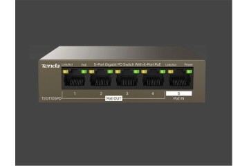 Tenda TEG1105PD 5 Port 4 Port Poe+ 1 Port Poe+ İN 10-100-1000 Switch Çelik Kasa Rack Mount