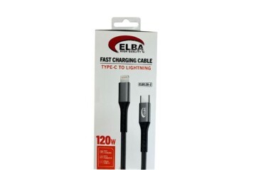 Elba Elb120-2 120w   Type-c To Lightning 1Mt Siyah Örgülü  Şarj Kablosu (( Data Veri )