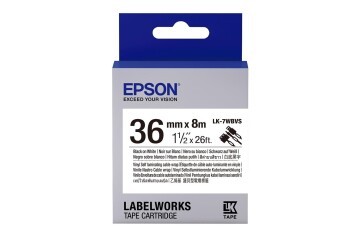 Epson LK-7WBVS Kendinden Laminasyonlu Kablo Giydirme Beyaz Üzeri Siyah 36mm 8Metre Etiket