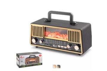 HADRON FP331S Bluetooth Nostaljik Hoparlör FM RGB Alev Efektli Solar Panelli - Siyah