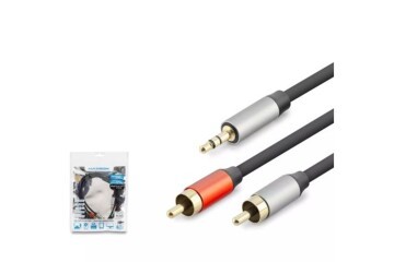 HADRON HDX1073 3.5MM TO 2RCA KABLO 2LINE GOLD 1.5M SİYAH