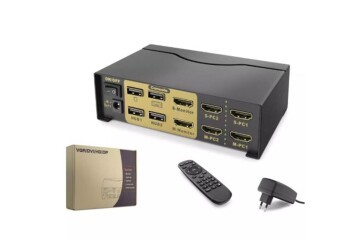 Hadron Hdx1376 2+2 Usb Port  Hdmi Kvm Switch Dual Monitör 2+2 Hdmi  Kablolu Siyah