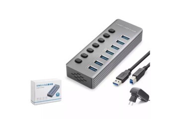 Hadron Hdx7047 Usb Hub 3.0 7-Usb 7-Anahtarlı 5Gbps High Speed 7in1 Gri