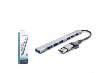 Hadron Hdx7857 Usb + Type-C Hub 7In1 1-Usb3.0 6-Usb2.0 Gri