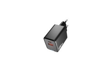 Hytech HY-XEG45 Type USB-C 45W PD + 18W USB QC 3.0 GAN Siyah Hızlı Ev Şarj Adaptörü