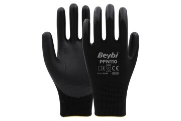 PFN110 10 Beden Siyah Polyester Örgü Üzeri ½ Köpük Nitril Kaplı Eldiven 12li Paket En388 (3131X)